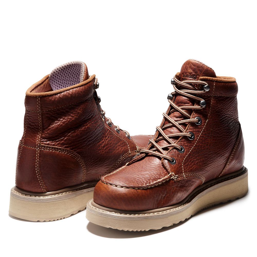 Timberland Μποτακια Εργασίας Ανδρικα Καφε - Pro® Barstow Wedge Moc Soft Toe - Greece 3986021-HA